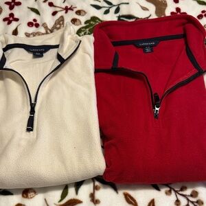 Lands' End Red and White Fleece Pullovers